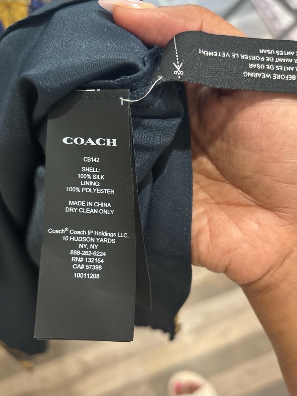 Coach Abstract Navy and Mustard Print Dress - Picture 7 of 8